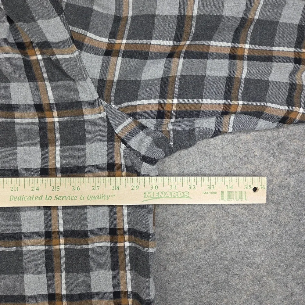 Duluth Trading Shirt Mens 3XL Gray Plaid Flannel Button Long‎ Sleeve Casual